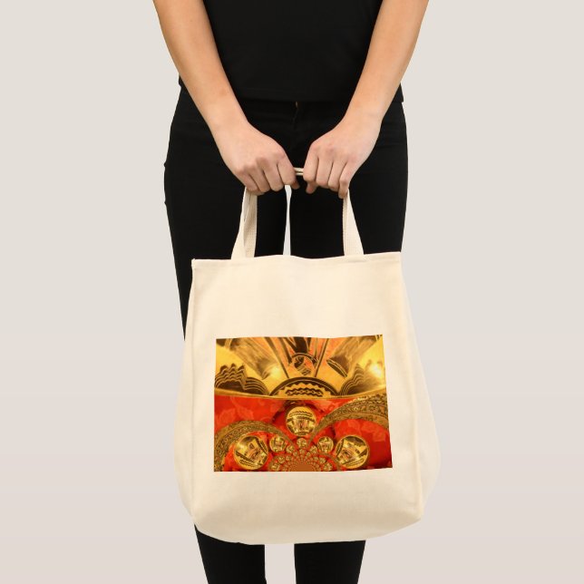 Bolsa Tote Arte tradicional africana ouro (Frente (produto))