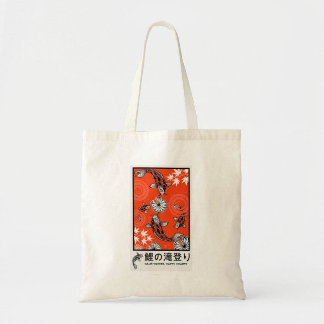 Bolsa Tote Arte Tranquila de Carpas Japonesas (Frente)