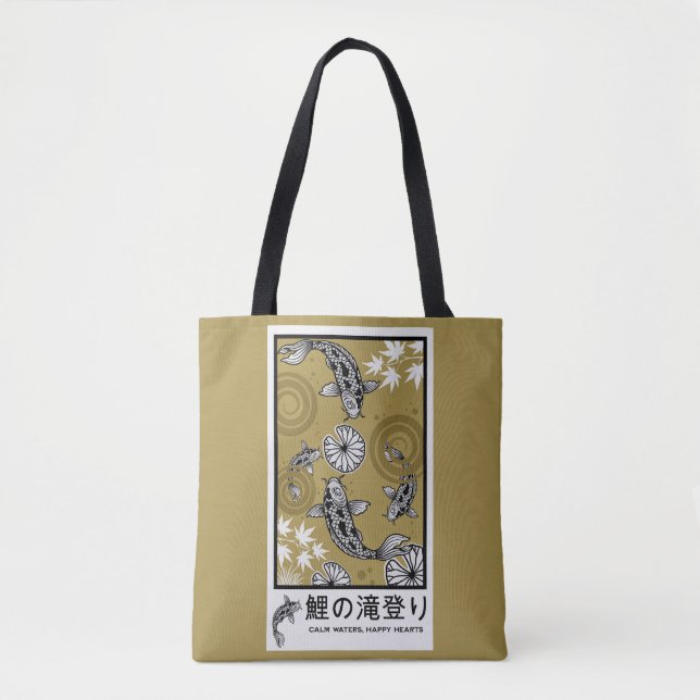 Bolsa Tote Arte Tranquila de Carpo Japonês (Frente)