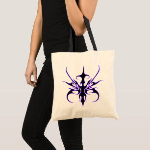 Bolsa Tote Arte Tribal de Linha Preta e Roxa Feroz