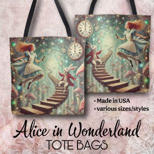 Bolsa Tote Arte Única do País das Maravilhas Alice Buraco do