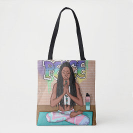 Bolsa Tote Arte Urbana | Mulher Bonito que faz meditação