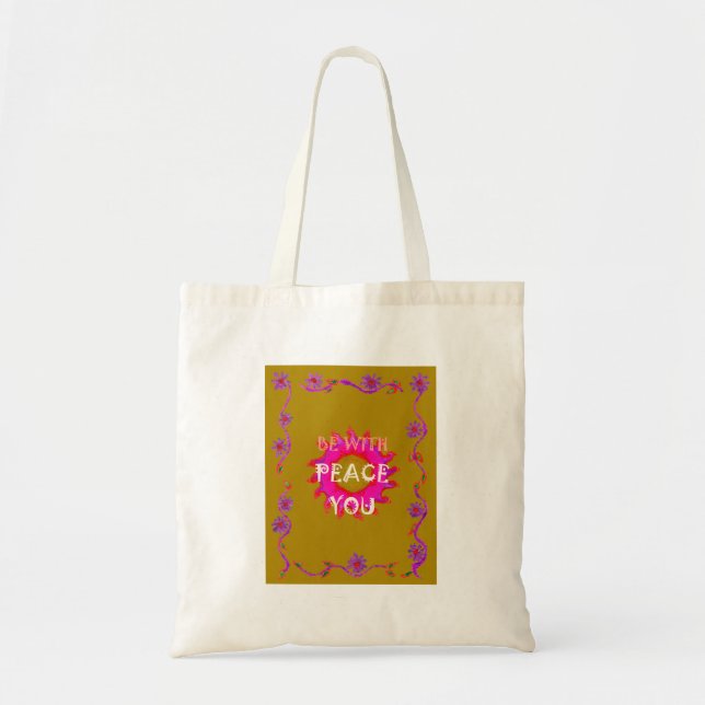 Bolsa Tote Arte Vetorial de Paz Inspiradora esteja Com Você (Frente)