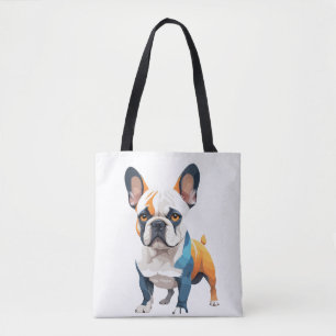 Bolsa Tote Arte vetorial francesa Bulldog com cores vibrantes