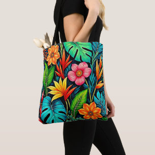 Bolsa Tote Arte Vibrante de Flora Tropical