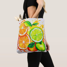 Bolsa Tote Arte Vibrante de Frutas Cítricas