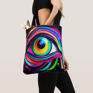 Bolsa Tote Arte Vibrante de Olho Psicodélico