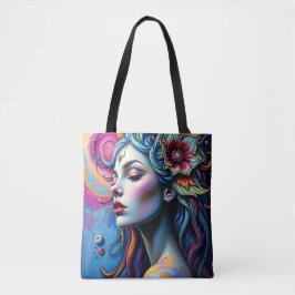 Bolsa Tote Arte vibrante de retrato surreal