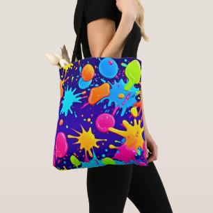 Bolsa Tote Arte Vibrante de Salpicos de Tinta Neon