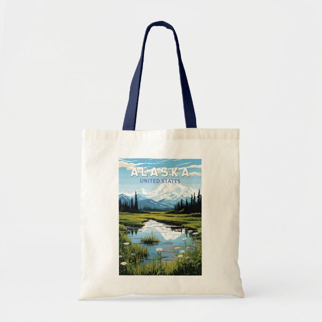 Bolsa Tote Arte Vintage de Viagens do Alasca (Frente)