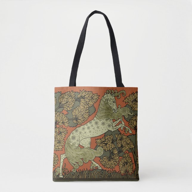 Bolsa Tote Artes e Ofícios Medievais do Cavalo Art Nouveau (Frente)