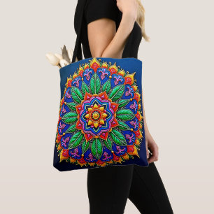 Bolsa Tote Artesanato Vibrante de Mandalas