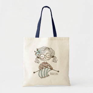 Bolsa Tote Artesanatos de tricô branco bonitos personalizado