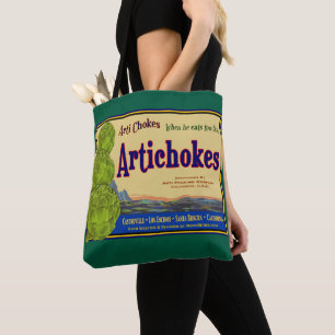 Bolsa Tote Artichokes Vintage Vegetal Crate Lable Art