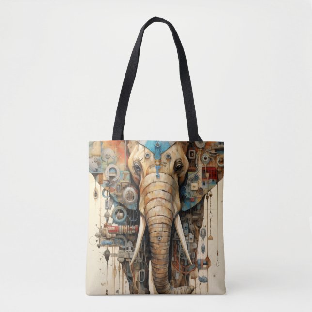 Bolsa Tote Articulação do elefante steampunk (Frente)