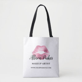 Bolsa Tote Artista de Maquiagem de Lábios Rosa Elegante