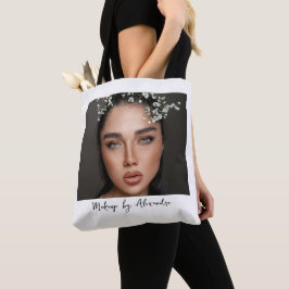 Bolsa Tote Artista de Maquiagem Moderna Foto Script Elegante