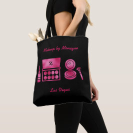 Bolsa Tote Artista de Maquiagem Rosa Quente Glam Personalizad