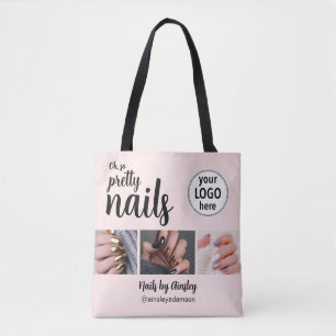 Bolsa Tote Artista de Unhas Oh So Pretty Logotipo Script Rosa