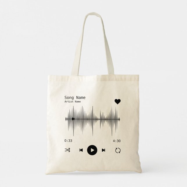 Bolsa Tote Artista e Música do Player Personalizado (Verso)