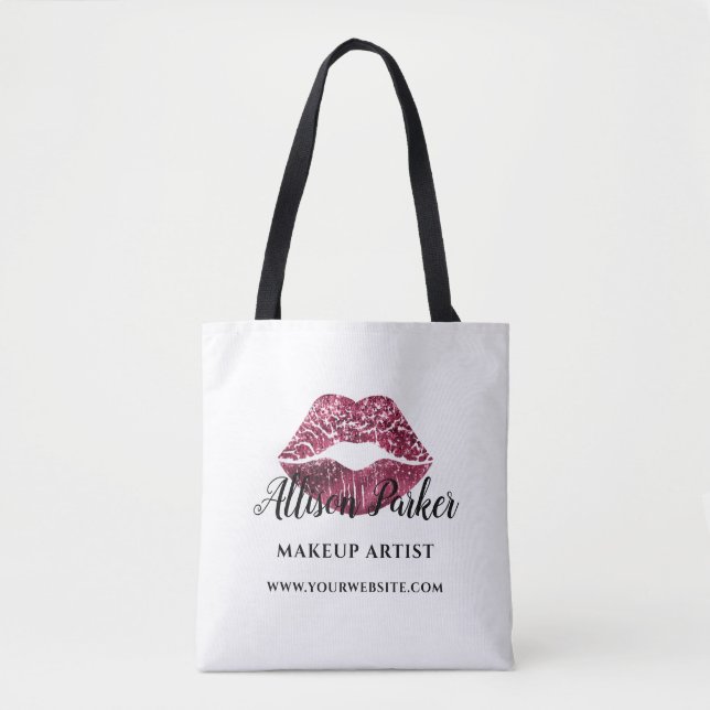 Bolsa Tote Artista Elegante de Maquiagem Elegante de Lábios V (Frente)