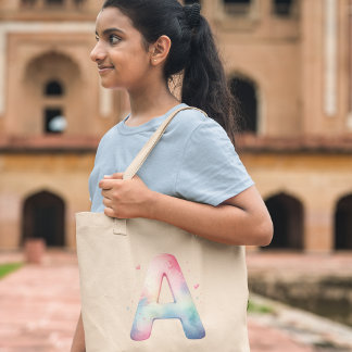 Bolsa Tote Artistic Initial 'A' - Custom Name Tote Bag
