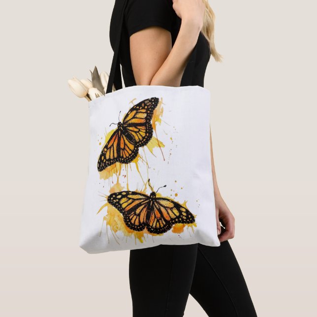 Bolsa Tote Artistic Watercolor Monarch Butterfly Nature Art (Close Up)