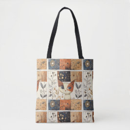 Bolsa Tote Artística Colorida Arte Nouveau, Cute Cat Patterno