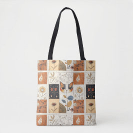 Bolsa Tote Artística Colorida Arte Nouveau, Cute Cat Patterno