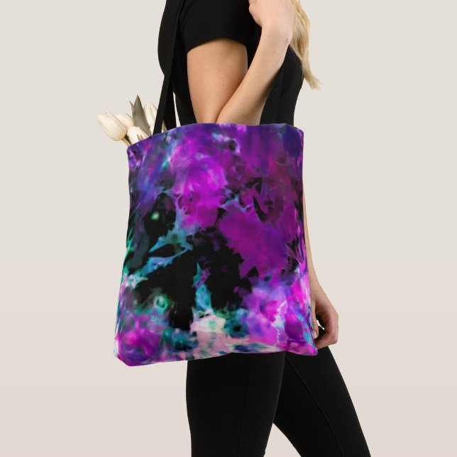 Bolsa Tote Artsy Abstrato Modern Black Rple Tie Dye (Close Up)