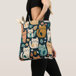 Bolsa Tote Artsy Cat Pattern Cute