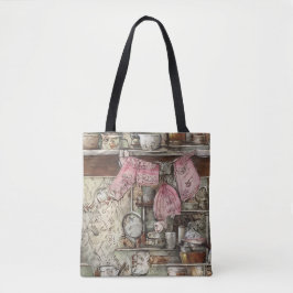 Bolsa Tote Artsy desenhado à mão único Retro trabalho de arte