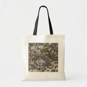 Bolsa Tote Artsy - Flores Pretas e Douradas