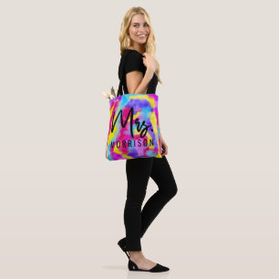 Bolsa Tote Artsy Moderno Neon Colorido Arco-Íris Aquarela