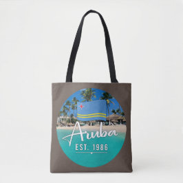 Bolsa Tote "Aruba Est. Praia de 1986" com Bandeira