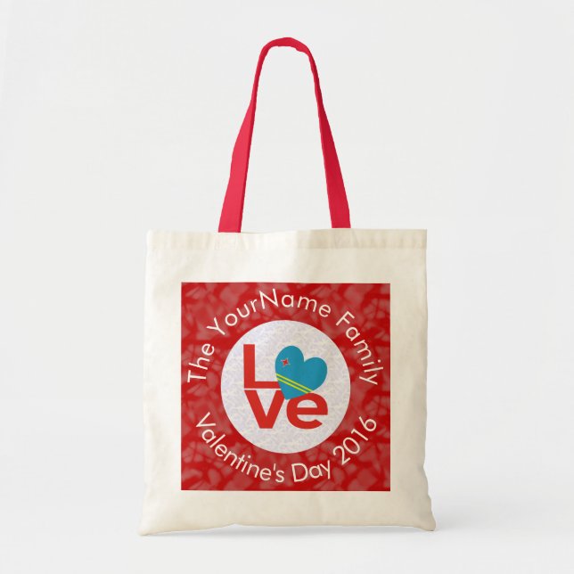 Bolsa Tote Aruban Flag Red Letters LOVE White on Red (Frente)