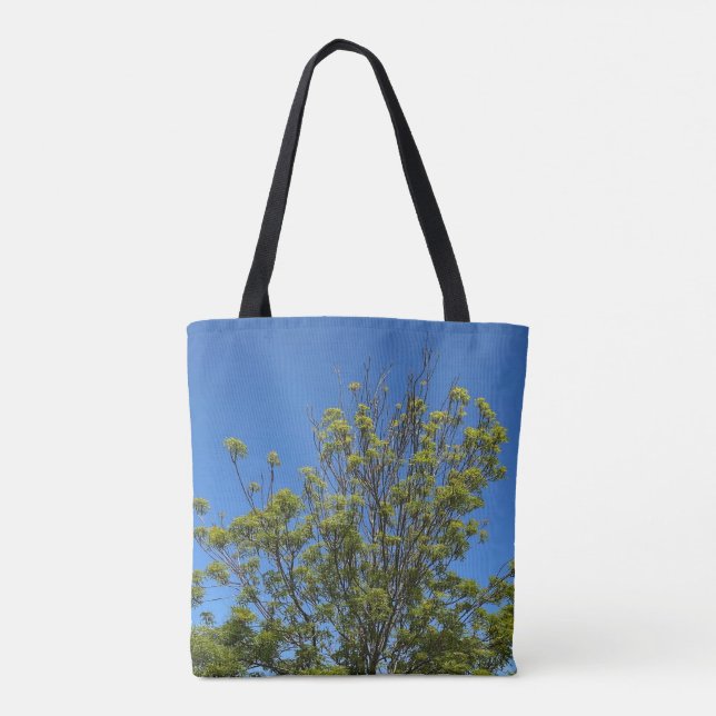 Bolsa Tote Árvore Alta De Cinza Na Linda Foto Do Céu Azul (Verso)