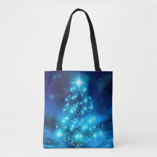 Bolsa Tote Árvore Azul de Natal legal com Luzes Estimulantes