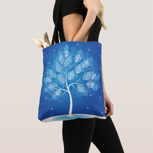 Bolsa Tote Árvore Branca Na Neve