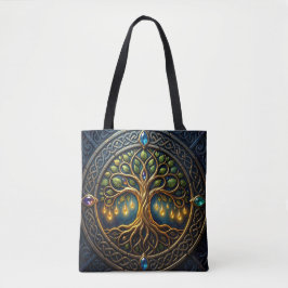 Bolsa Tote Árvore Celestial de Luz Árvore Celta de Ouro da Vi