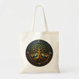Bolsa Tote Árvore Celestial de Luz Árvore Celta de Ouro da Vi
