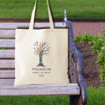 Bolsa Tote Árvore da Família Rainbow<br><div class="desc">Estas bolsas de boneca divertida e na moda são decoradas com uma árvore genealógica nas cores do arco-íris. Personalize-os com o seu nome de família e o ano. Este design único é um impressão do mosaico da Árvore Familiar que foi feito de pequenos pedaços de vidro de cor clara. Mosaico...</div>