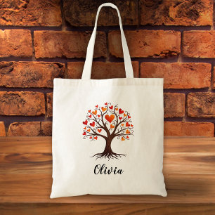 Bolsa Tote Árvore da Vida com Folhas em Forma de Coração