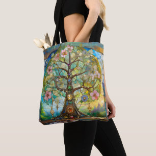 Bolsa Tote Árvore Da Vida Em Flor Dos 7 Chakras