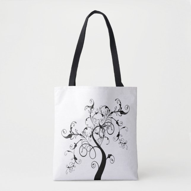 Bolsa Tote Árvore da Vida Preta e Branca (Frente)
