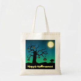 Bolsa Tote Árvore de Abóbora de Halloween Assustadora - Saco
