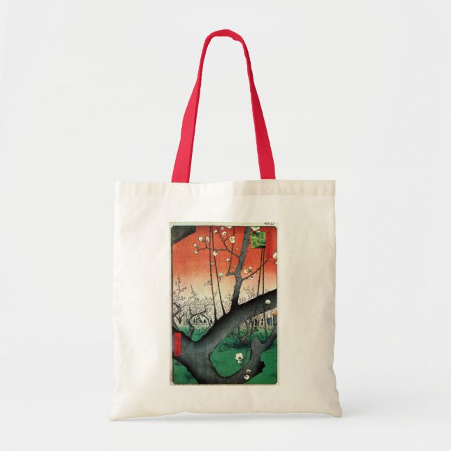 Bolsa Tote Árvore de ameixa de flores, Hiroshige (Frente)