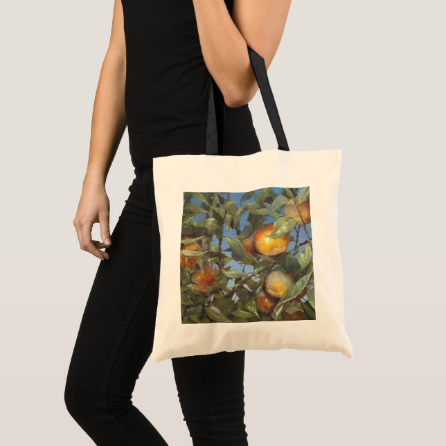 Bolsa Tote Árvore de Fruta de Câncer Linda Arte Original (Frente (produto))