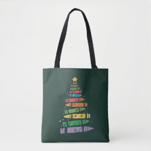 Bolsa Tote Árvore de Giz de Natal Professor Luzes de Natal Fo