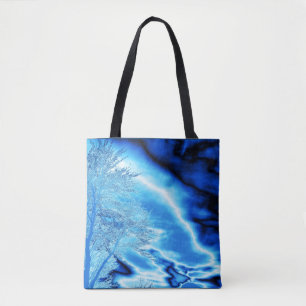 Bolsa Tote Árvore de inverno gelada no Céu Azul Cobalto